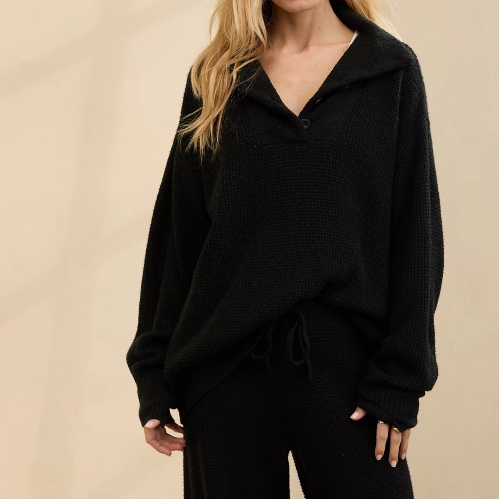 Aerie Black V-Neck Jumpsuit